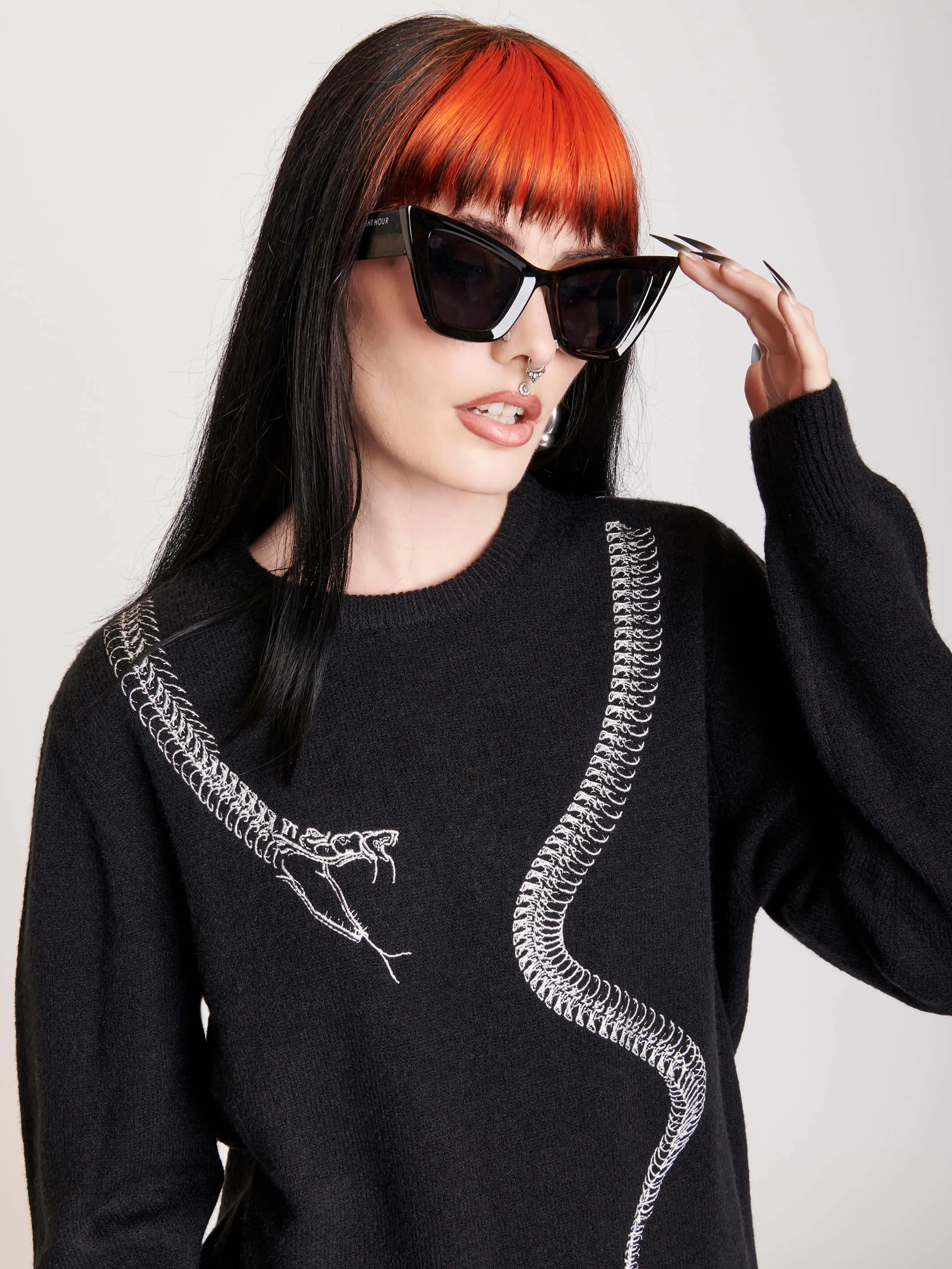 Embroidered Snake Sweater