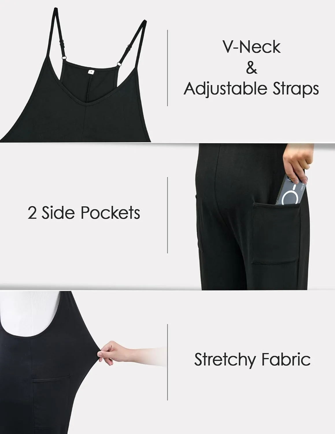 FABRACK Women's Maternity Jumpsuits Loose Adjustable Spaghetti Strap Jogger Overalls Outfits Pregnancy Romper with Pockets