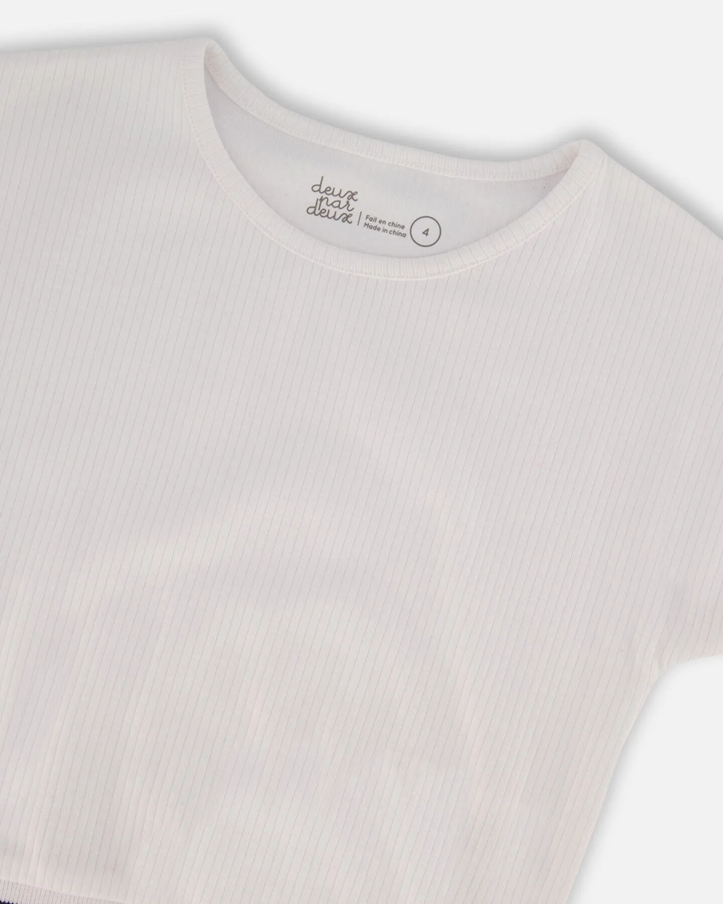 Flat Back Rib Top With Knitted Band White