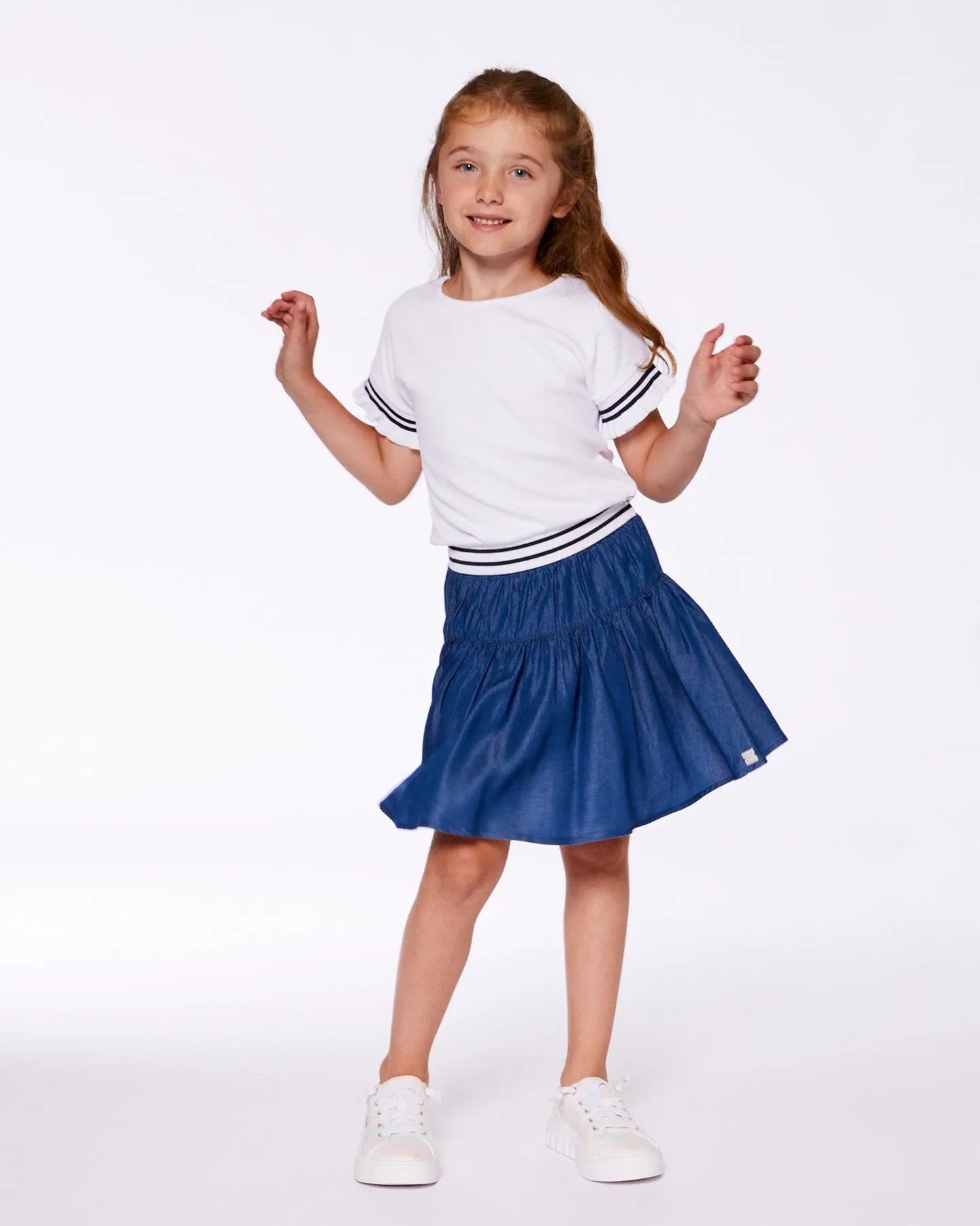 Flat Back Rib Top With Knitted Band White