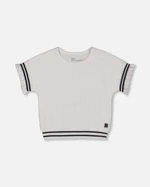 Flat Back Rib Top With Knitted Band White