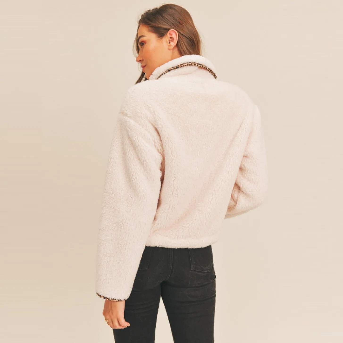 Fleece Half Zip Sweater (Cream)