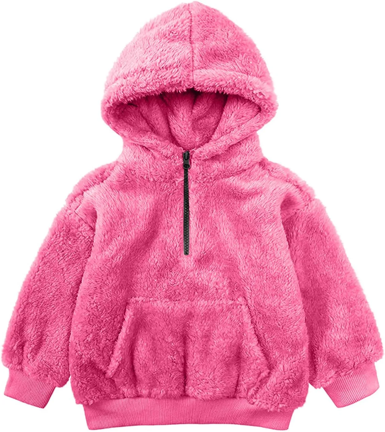 Fleece Top for Toddlers Girls Boys Zip Up Hoodie Jackets Warm Fall Winter Coats Fuzzy Outerwear with Pockets