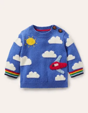 Fun Knitted Jumper-Elizabethan Blue Plane