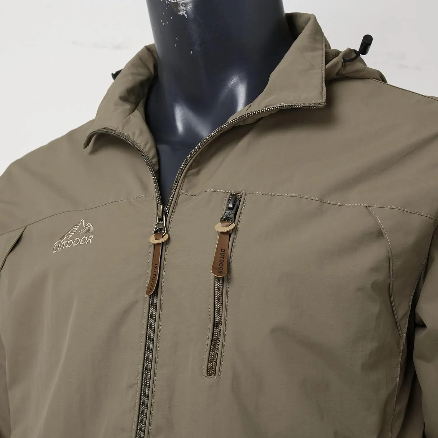Functional Windbreaker Jacket Mens Lightweight Waterproof Softshell Raincoat Hooded Outdoor Hiking Coat