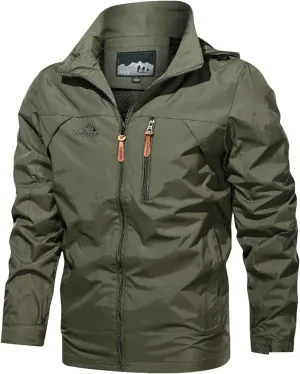 Functional Windbreaker Jacket Mens Lightweight Waterproof Softshell Raincoat Hooded Outdoor Hiking Coat