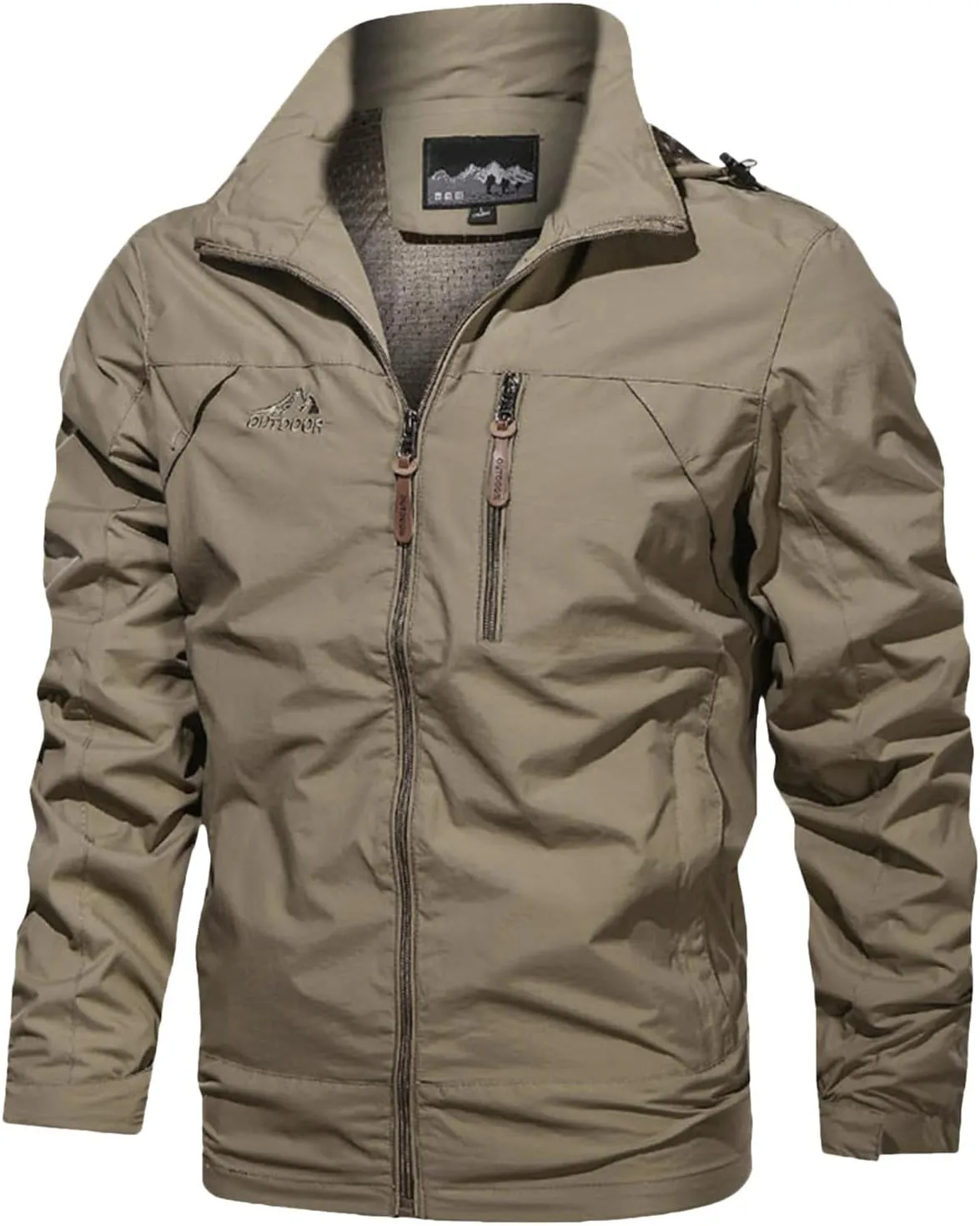 Functional Windbreaker Jacket Mens Lightweight Waterproof Softshell Raincoat Hooded Outdoor Hiking Coat
