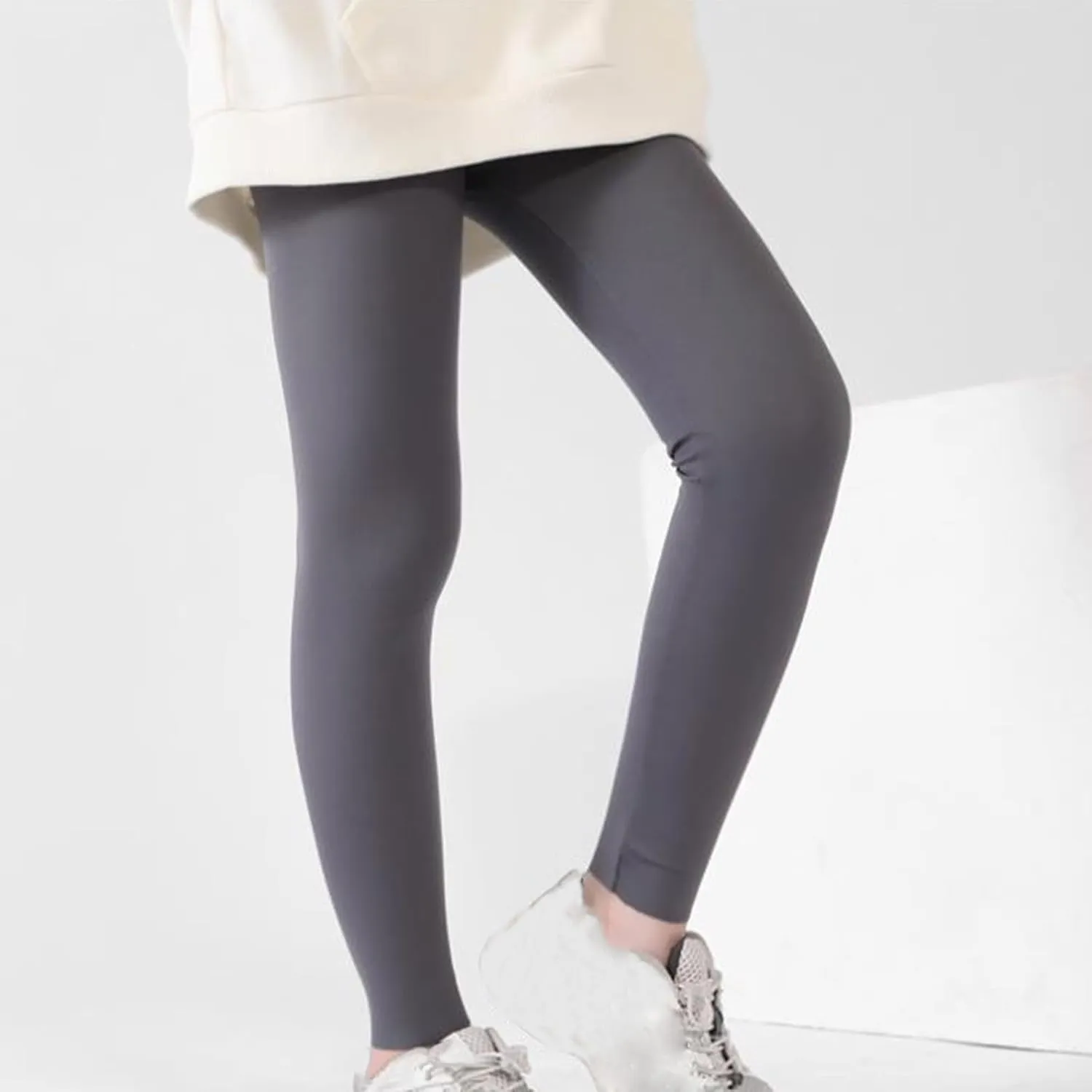 Girls' Leggings Solid Colour Girls Athletic Leggings High Waisted Tight Pants Stretch Comfort Bottom Yoga Trousers