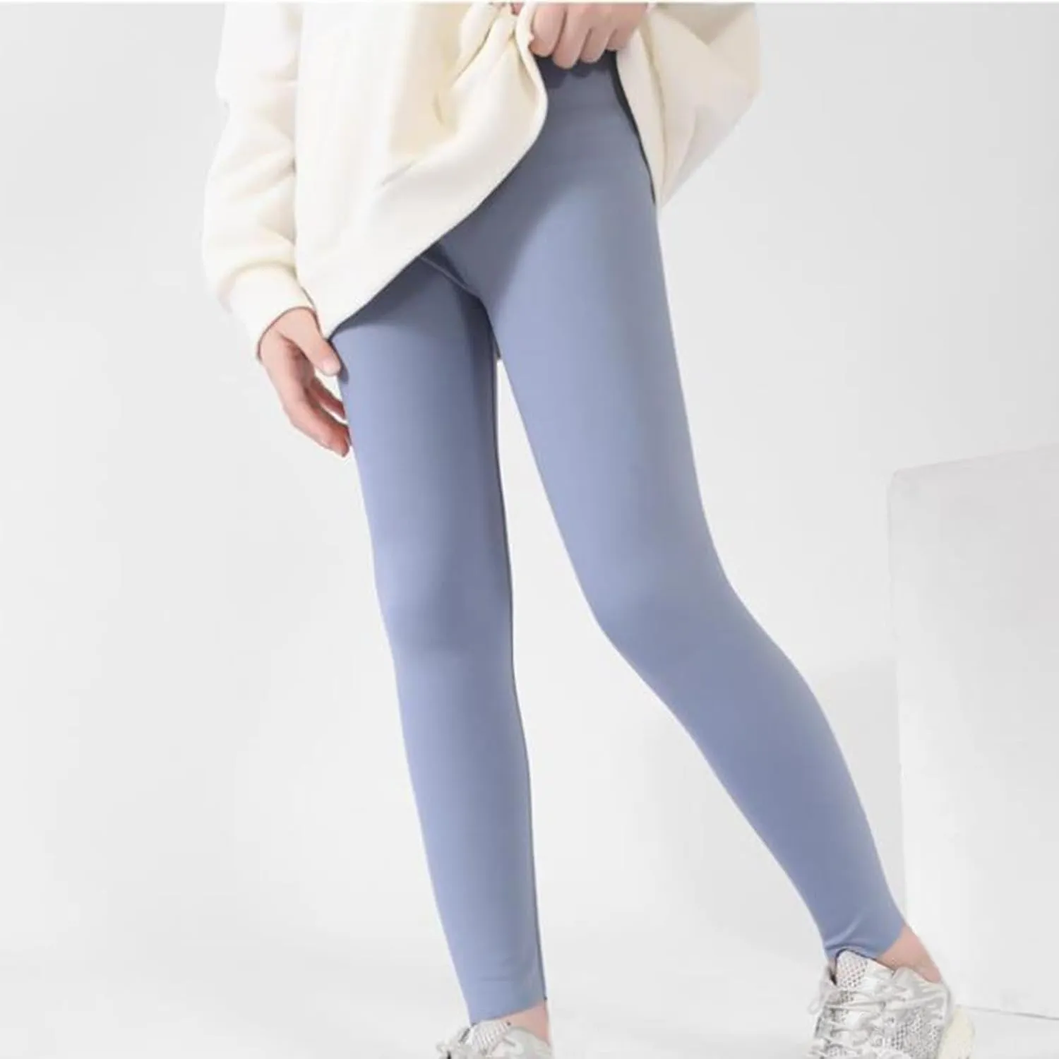 Girls' Leggings Solid Colour Girls Athletic Leggings High Waisted Tight Pants Stretch Comfort Bottom Yoga Trousers