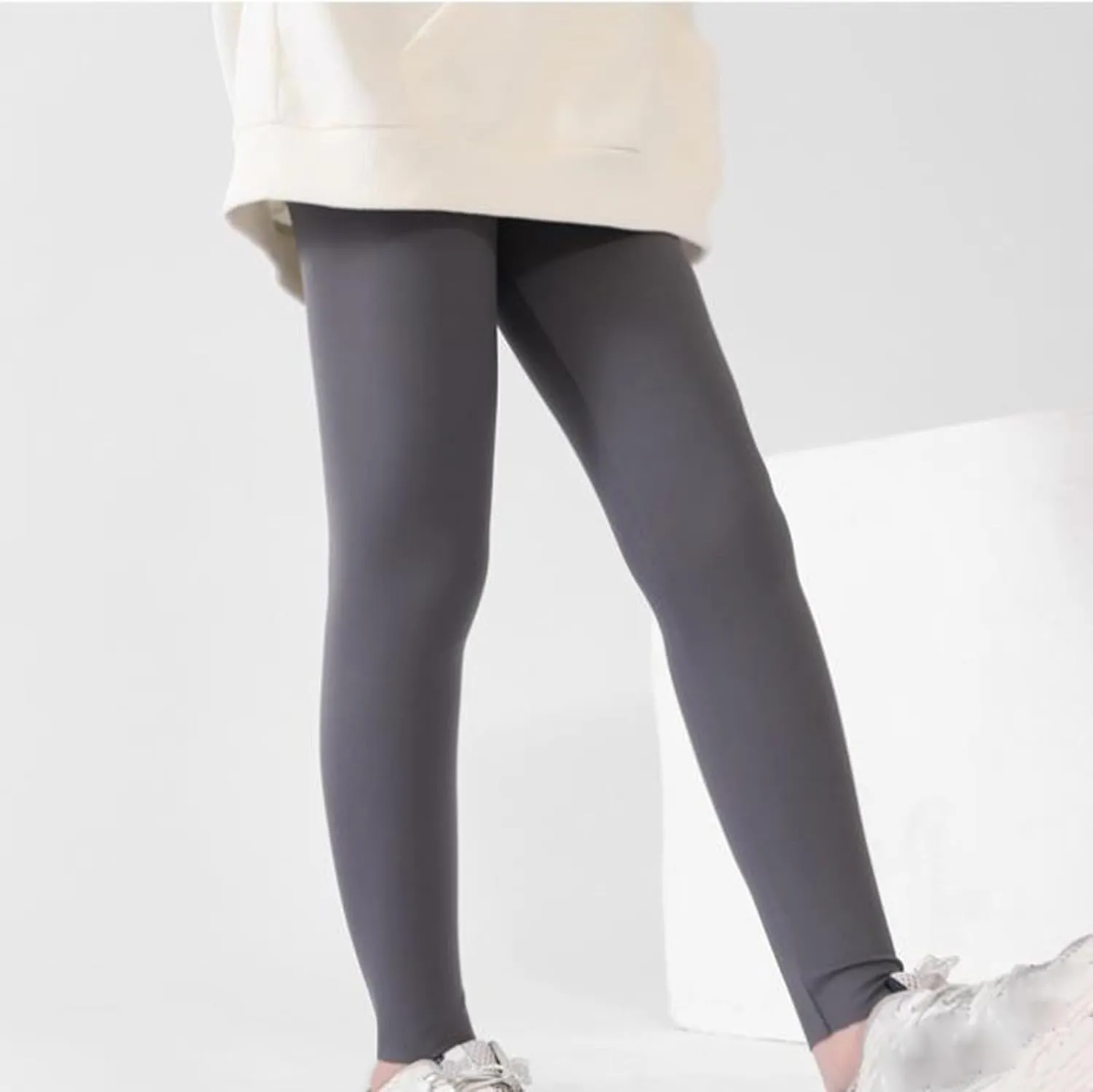 Girls' Leggings Solid Colour Girls Athletic Leggings High Waisted Tight Pants Stretch Comfort Bottom Yoga Trousers