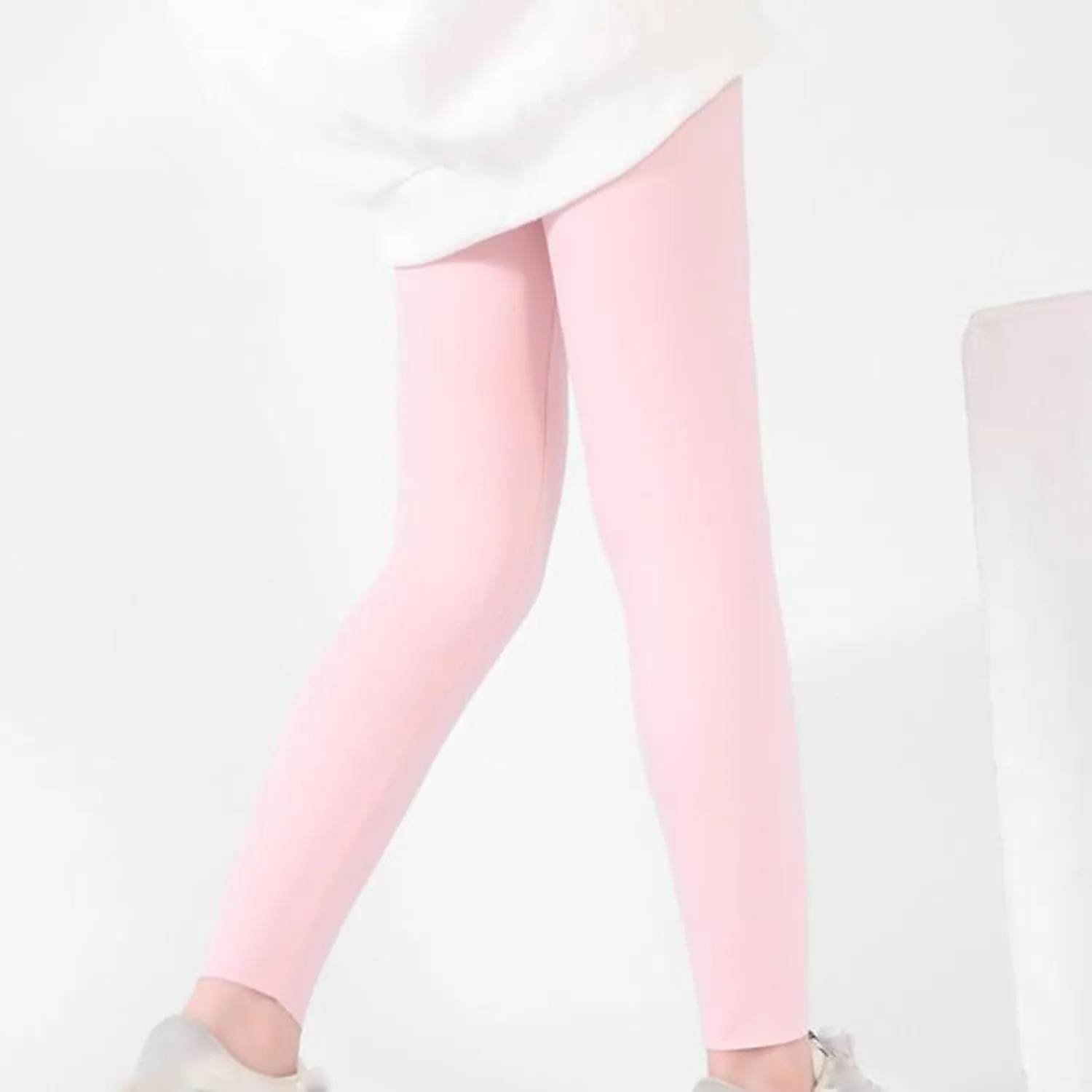 Girls' Leggings Solid Colour Girls Athletic Leggings High Waisted Tight Pants Stretch Comfort Bottom Yoga Trousers