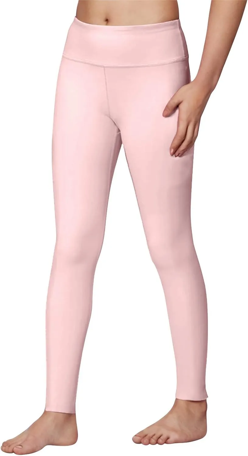 Girls' Leggings Solid Colour Girls Athletic Leggings High Waisted Tight Pants Stretch Comfort Bottom Yoga Trousers