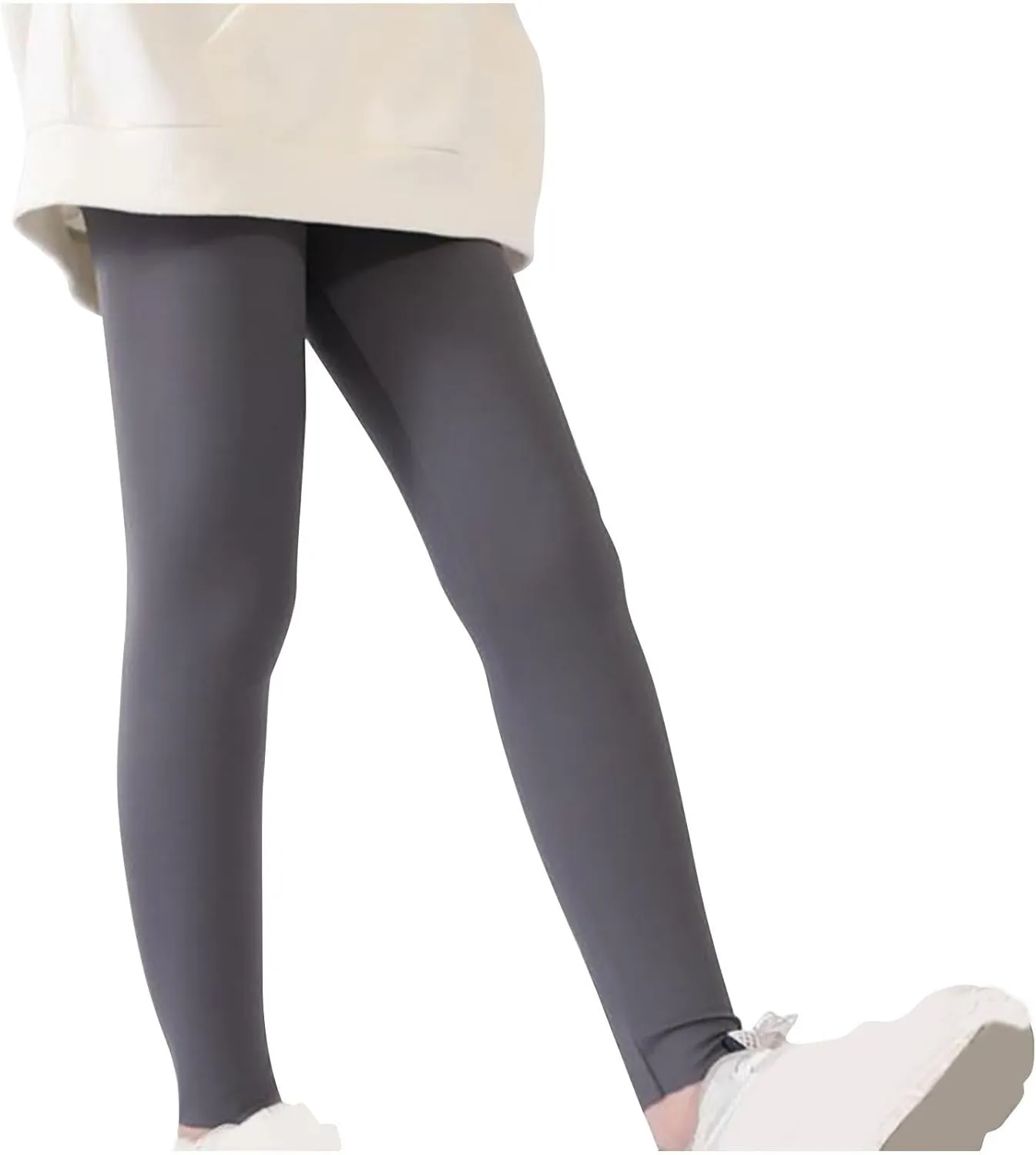 Girls' Leggings Solid Colour Girls Athletic Leggings High Waisted Tight Pants Stretch Comfort Bottom Yoga Trousers