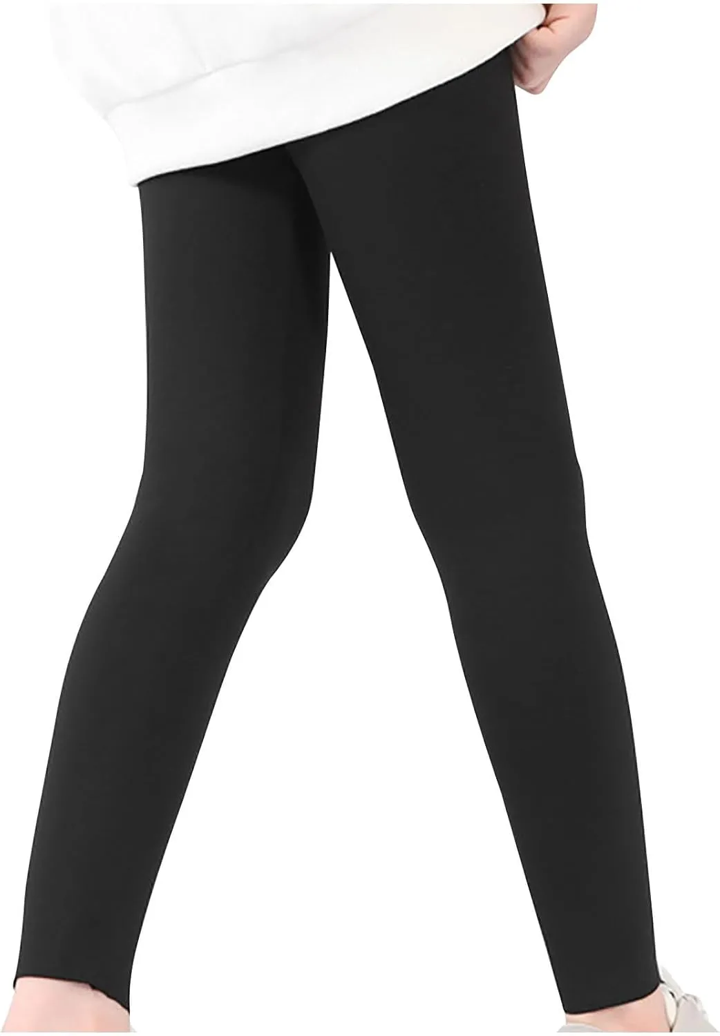 Girls' Leggings Solid Colour Girls Athletic Leggings High Waisted Tight Pants Stretch Comfort Bottom Yoga Trousers