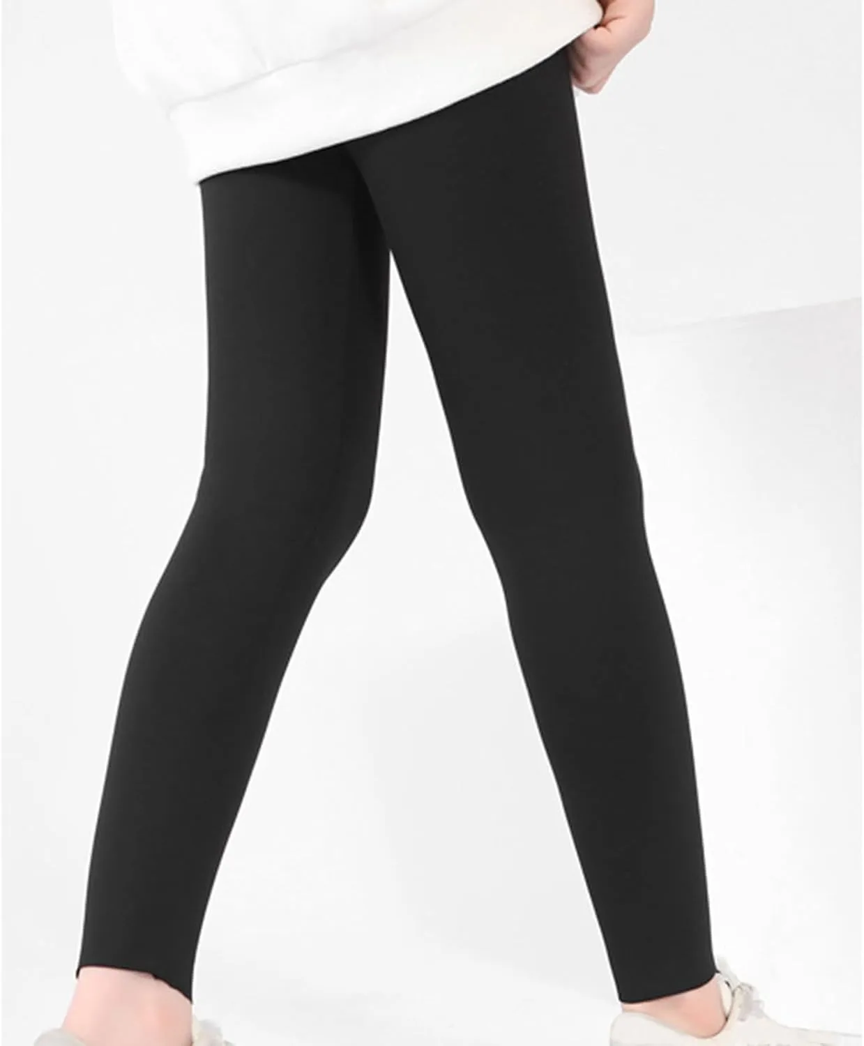 Girls' Leggings Solid Colour Girls Athletic Leggings High Waisted Tight Pants Stretch Comfort Bottom Yoga Trousers