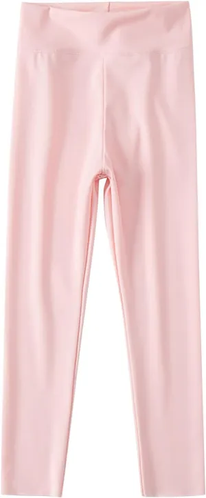 Girls' Leggings Solid Colour Girls Athletic Leggings High Waisted Tight Pants Stretch Comfort Bottom Yoga Trousers