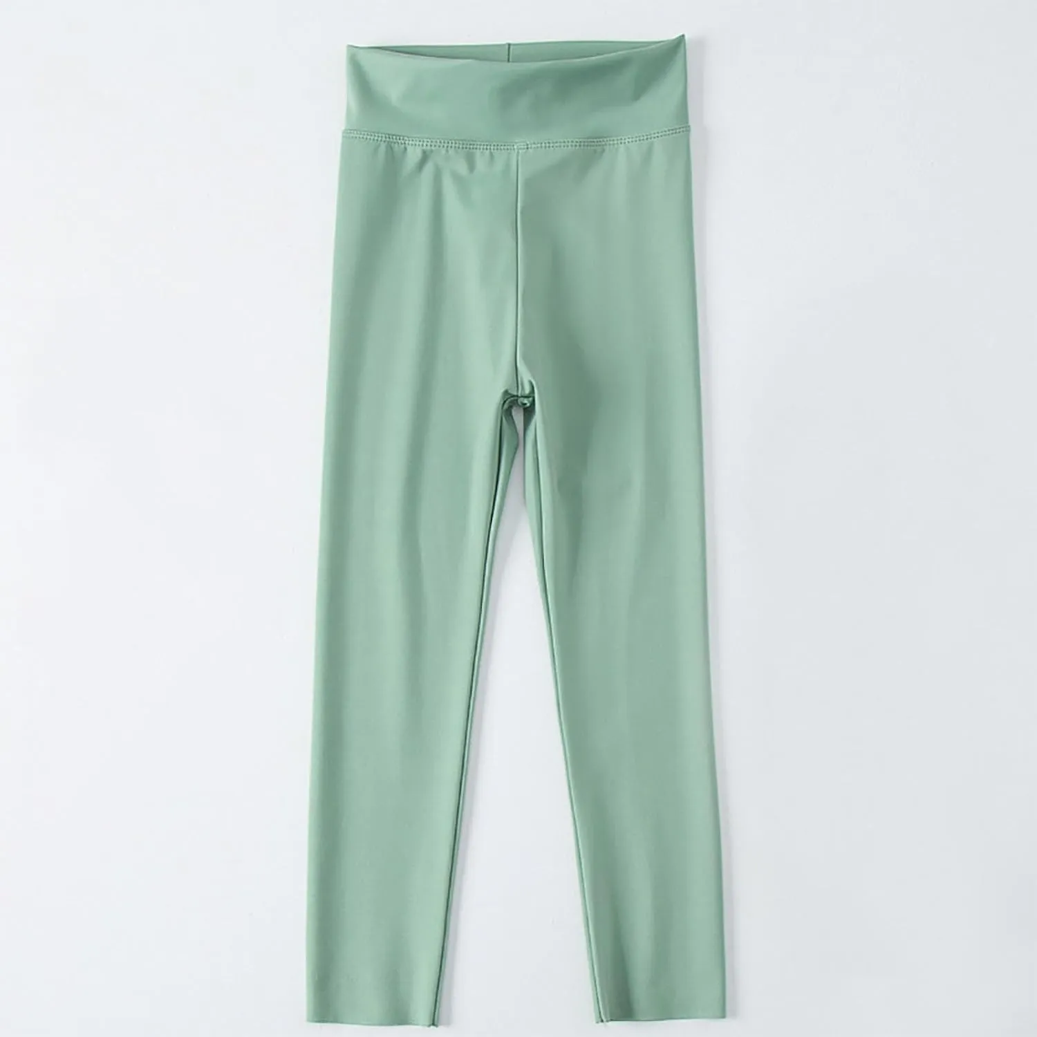 Girls' Leggings Solid Colour Girls Athletic Leggings High Waisted Tight Pants Stretch Comfort Bottom Yoga Trousers
