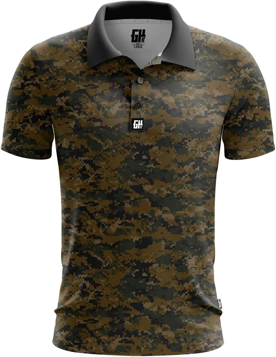 Greater Half Camo Golf Polos | Camouflage Polo | Moisture Wicking | Super Streach