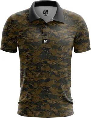 Greater Half Camo Golf Polos | Camouflage Polo | Moisture Wicking | Super Streach