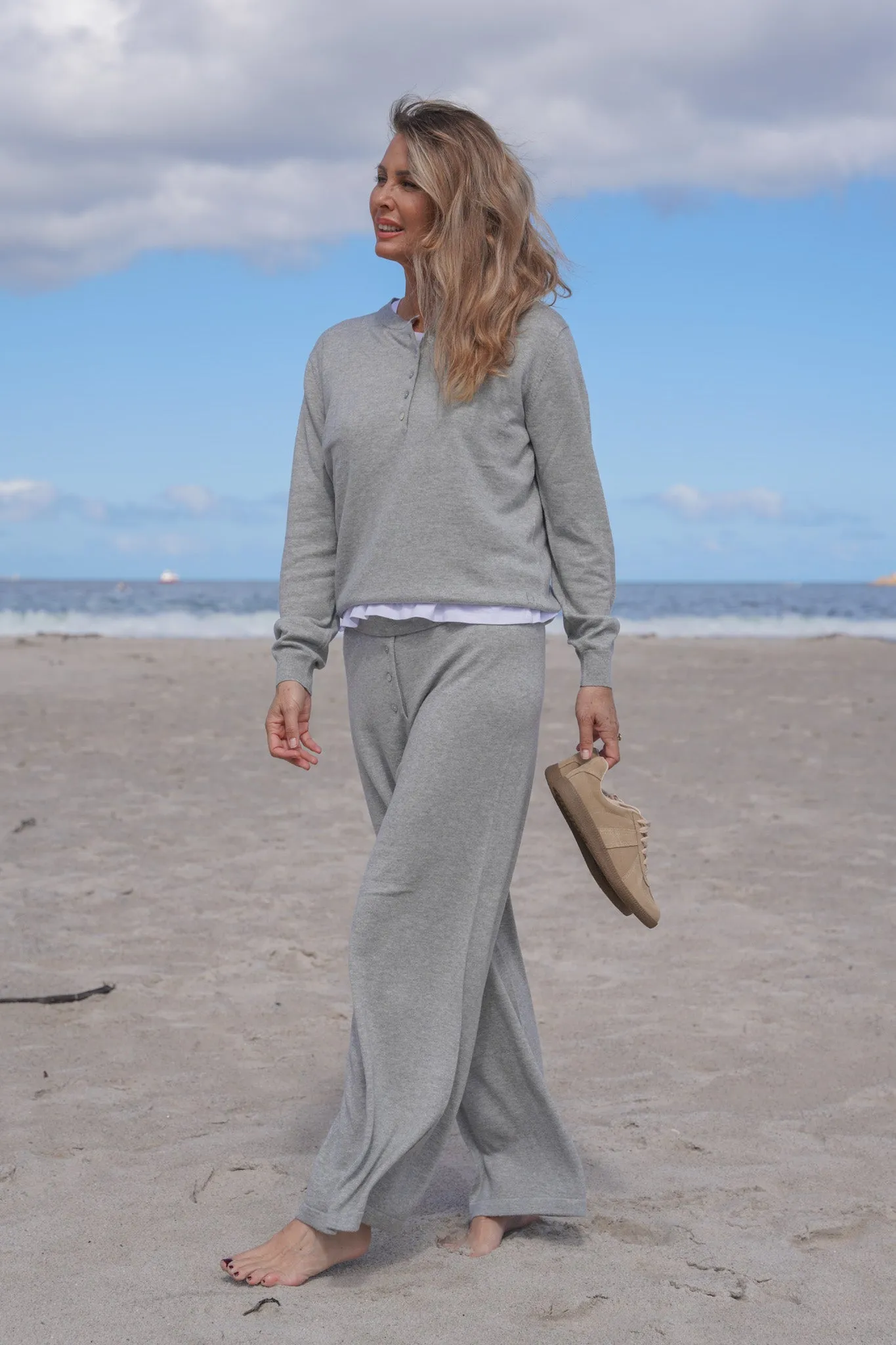 Grey Melange Grandpa Pullover