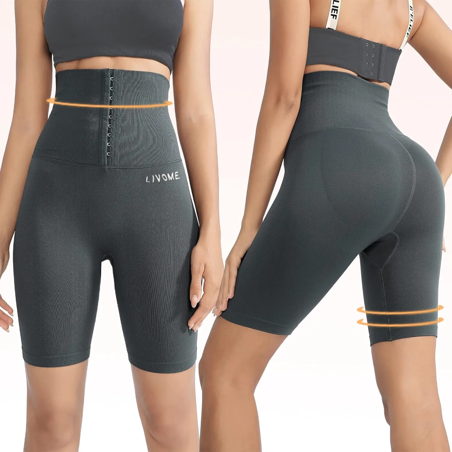 High Waist Corset Leggings for Women Waist Trainer Tummy Control Yoga Pants with Adjustable Waist Belt