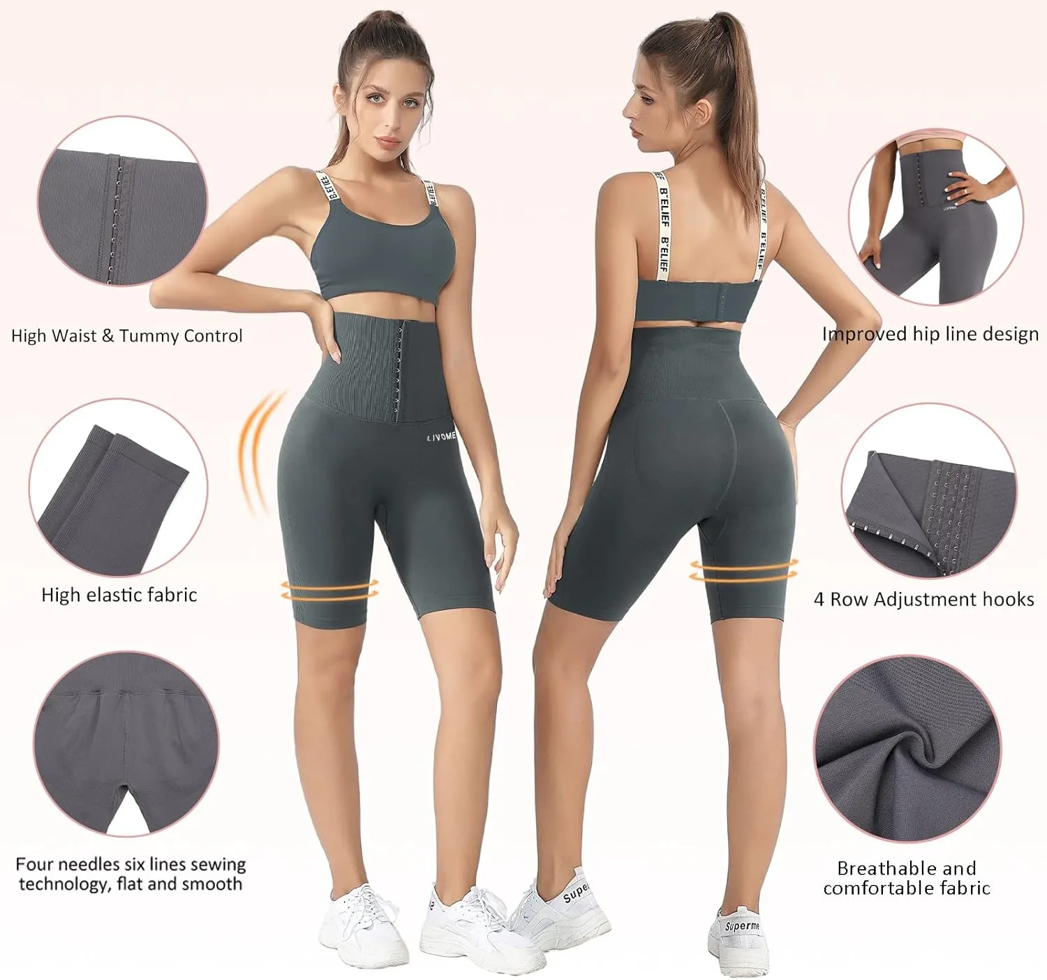 High Waist Corset Leggings for Women Waist Trainer Tummy Control Yoga Pants with Adjustable Waist Belt
