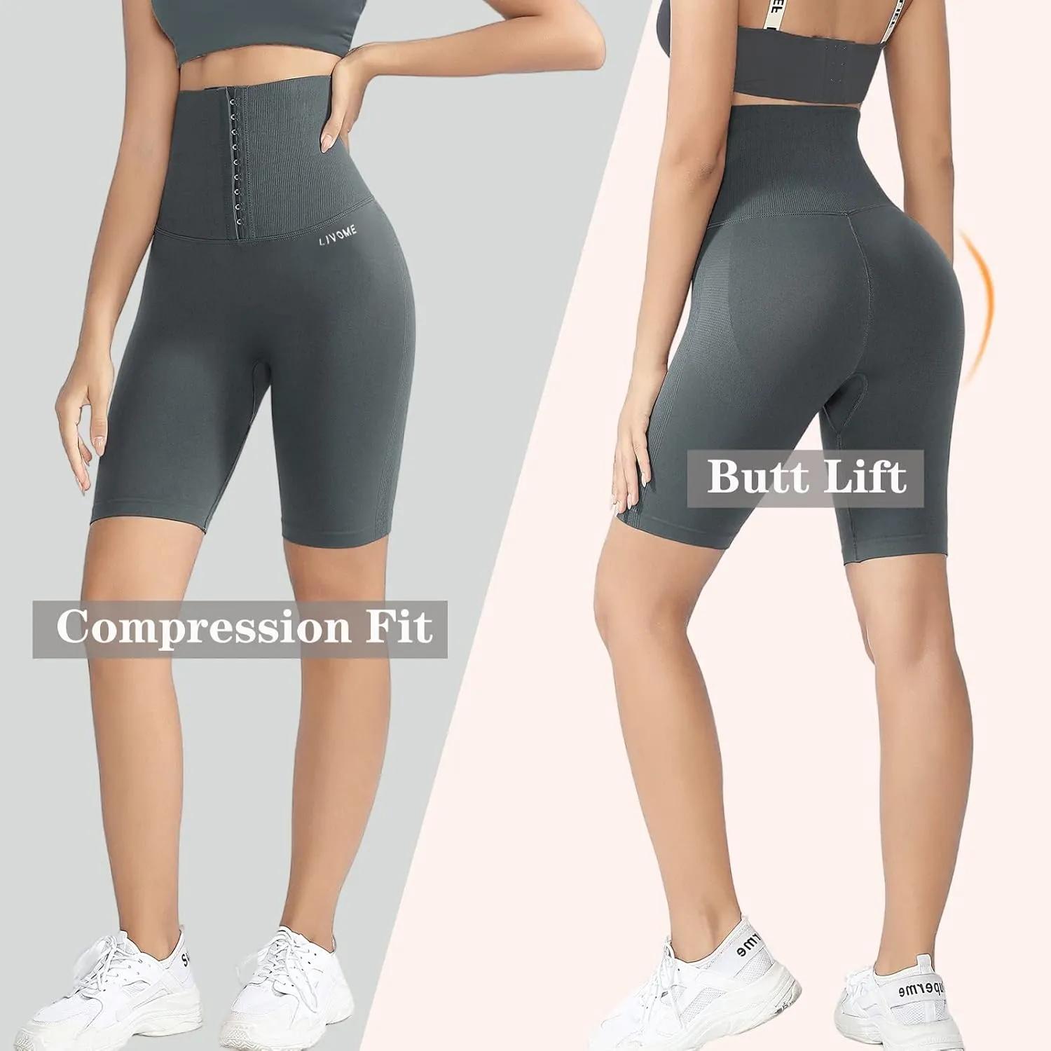High Waist Corset Leggings for Women Waist Trainer Tummy Control Yoga Pants with Adjustable Waist Belt