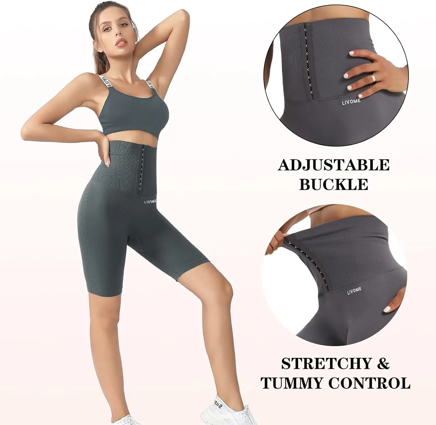 High Waist Corset Leggings for Women Waist Trainer Tummy Control Yoga Pants with Adjustable Waist Belt