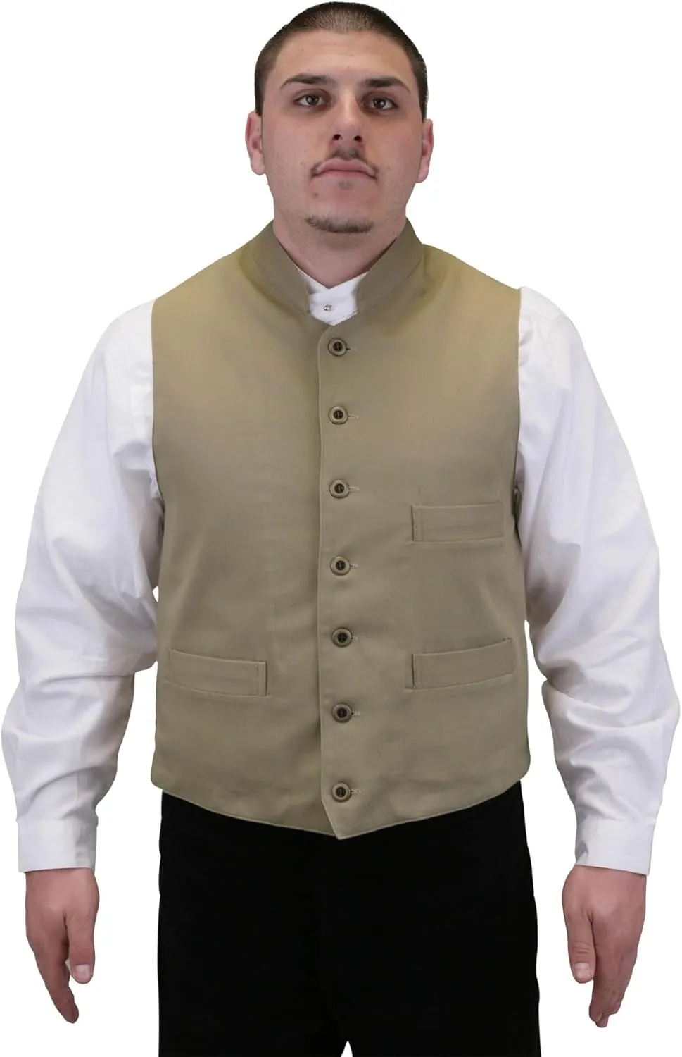 Historical Emporium Men's Commander Cotton Casual Work Vest, Victorian Old West Edwardian Waistcoat
