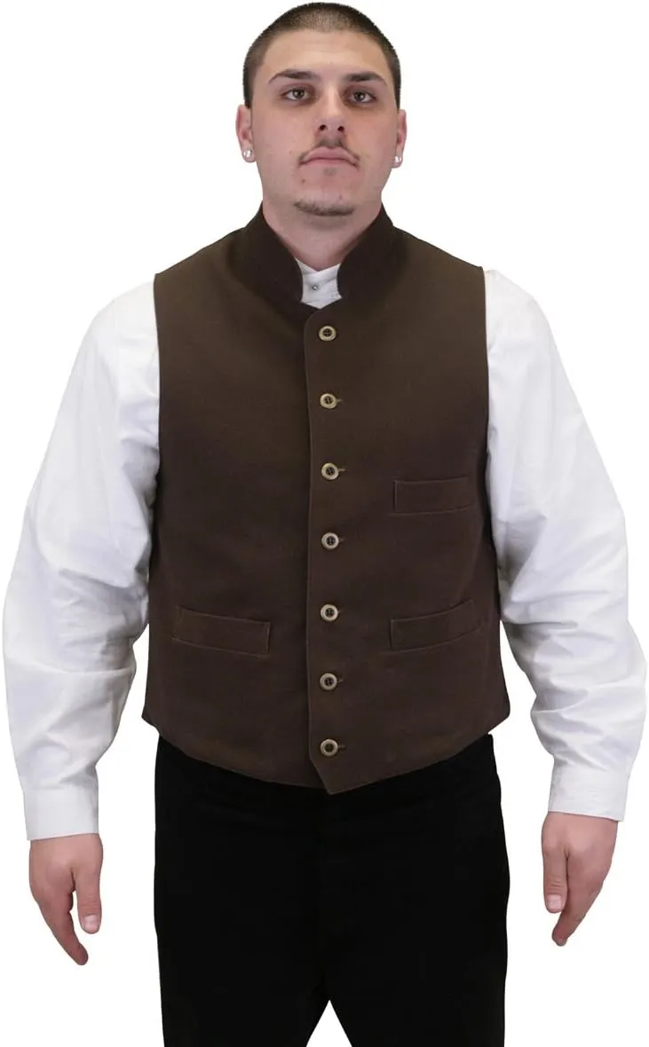 Historical Emporium Men's Commander Cotton Casual Work Vest, Victorian Old West Edwardian Waistcoat