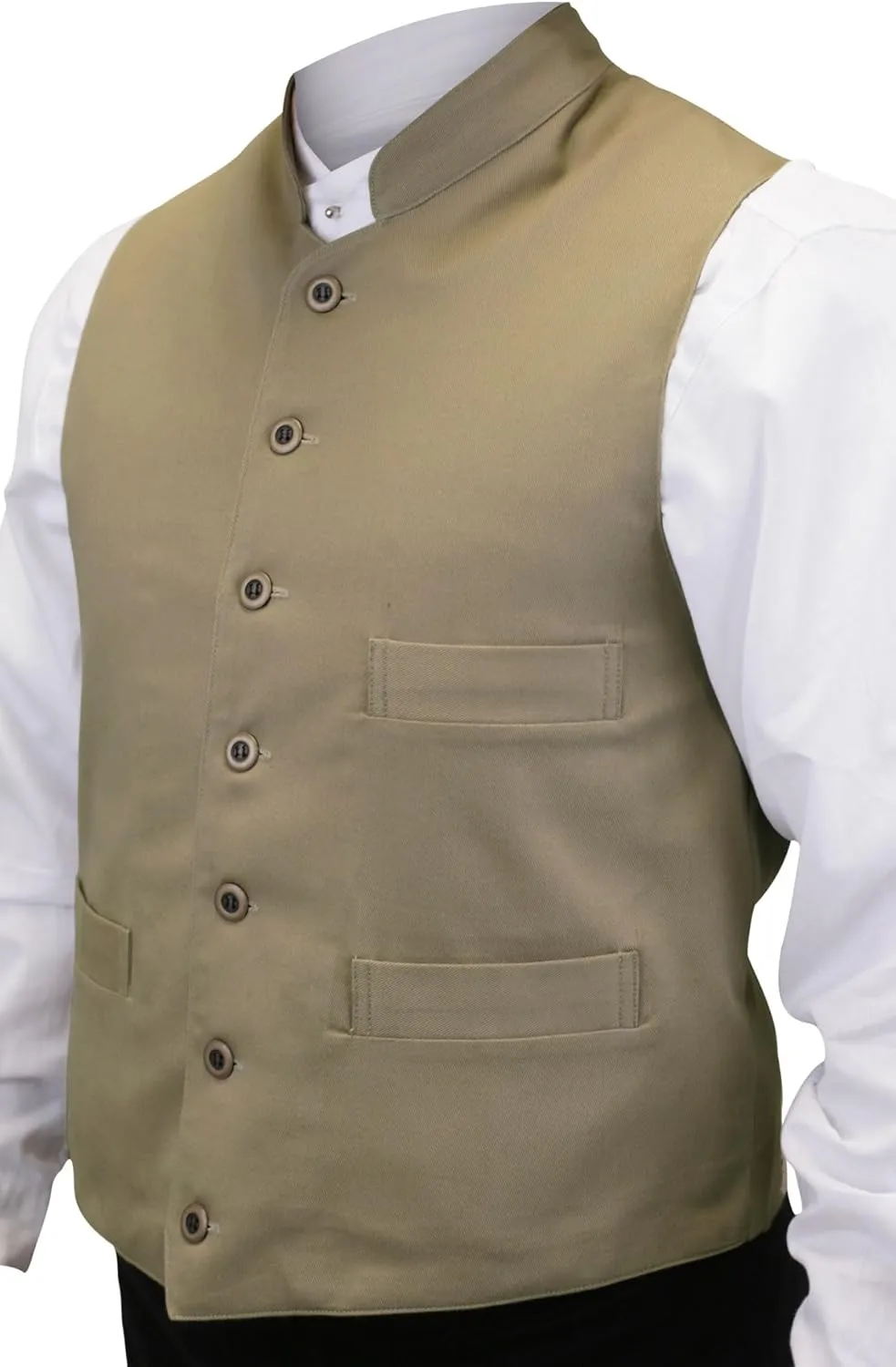 Historical Emporium Men's Commander Cotton Casual Work Vest, Victorian Old West Edwardian Waistcoat