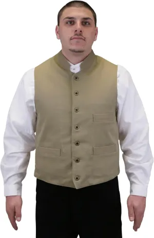 Historical Emporium Men's Commander Cotton Casual Work Vest, Victorian Old West Edwardian Waistcoat