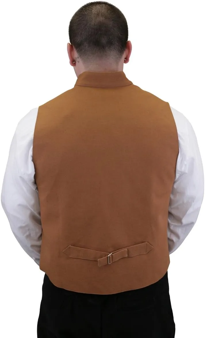 Historical Emporium Men's Commander Cotton Casual Work Vest, Victorian Old West Edwardian Waistcoat