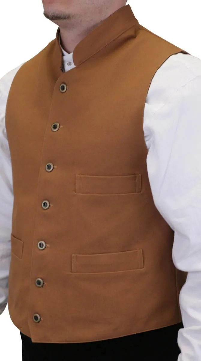 Historical Emporium Men's Commander Cotton Casual Work Vest, Victorian Old West Edwardian Waistcoat