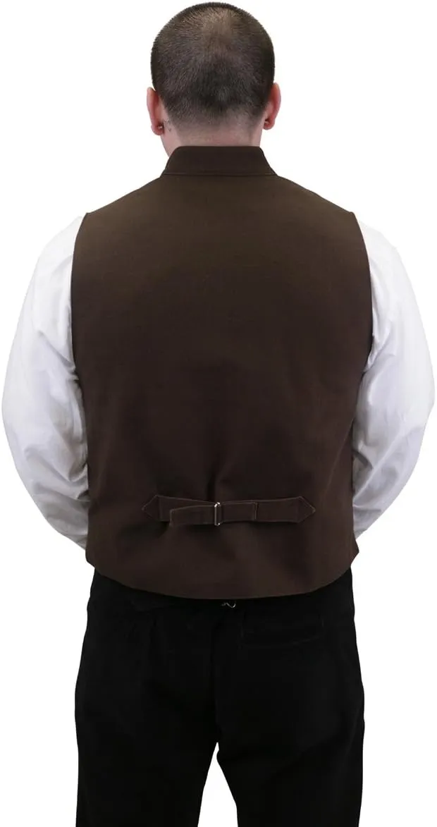 Historical Emporium Men's Commander Cotton Casual Work Vest, Victorian Old West Edwardian Waistcoat