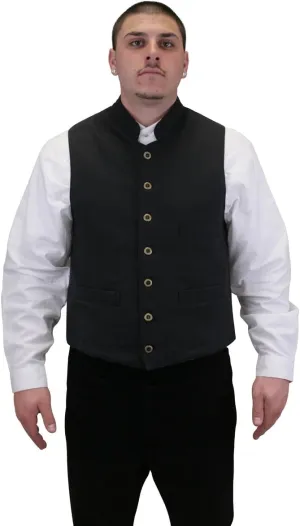 Historical Emporium Men's Commander Cotton Casual Work Vest, Victorian Old West Edwardian Waistcoat