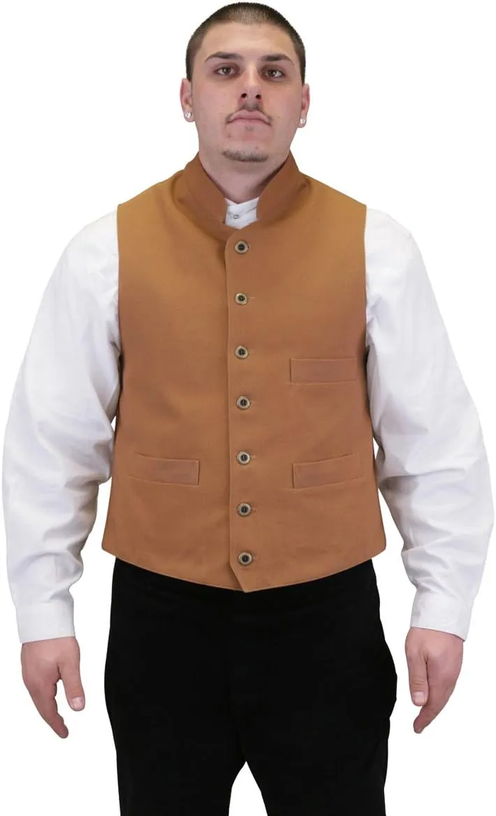 Historical Emporium Men's Commander Cotton Casual Work Vest, Victorian Old West Edwardian Waistcoat