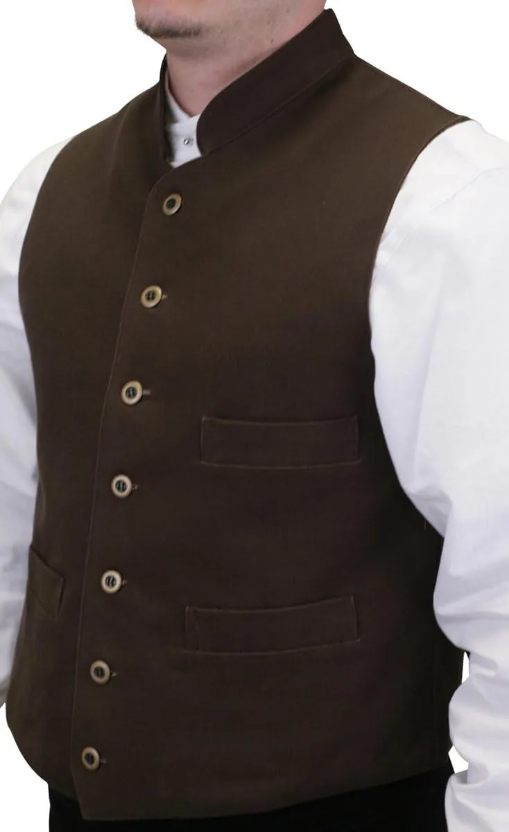 Historical Emporium Men's Commander Cotton Casual Work Vest, Victorian Old West Edwardian Waistcoat