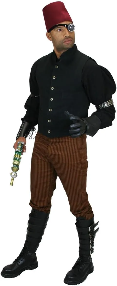 Historical Emporium Men's Commander Cotton Casual Work Vest, Victorian Old West Edwardian Waistcoat