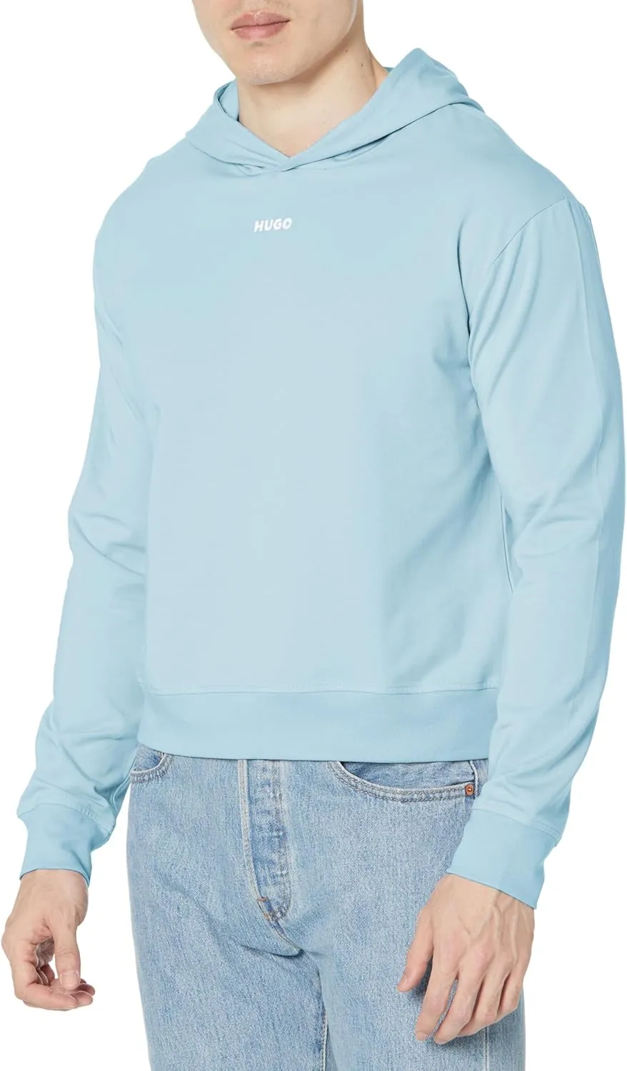 HUGO Women's Center Logo Relaxed Fit Hooded Sweatshirt
