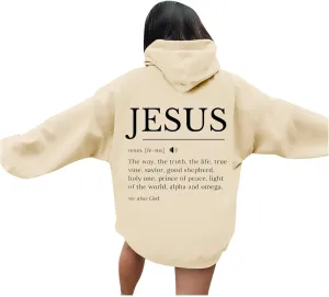 Jesus Hoodies for Women Teen Girls Oversized Christian Bible Verse Y2K Hooded Long Sleeve Christian Hoodie