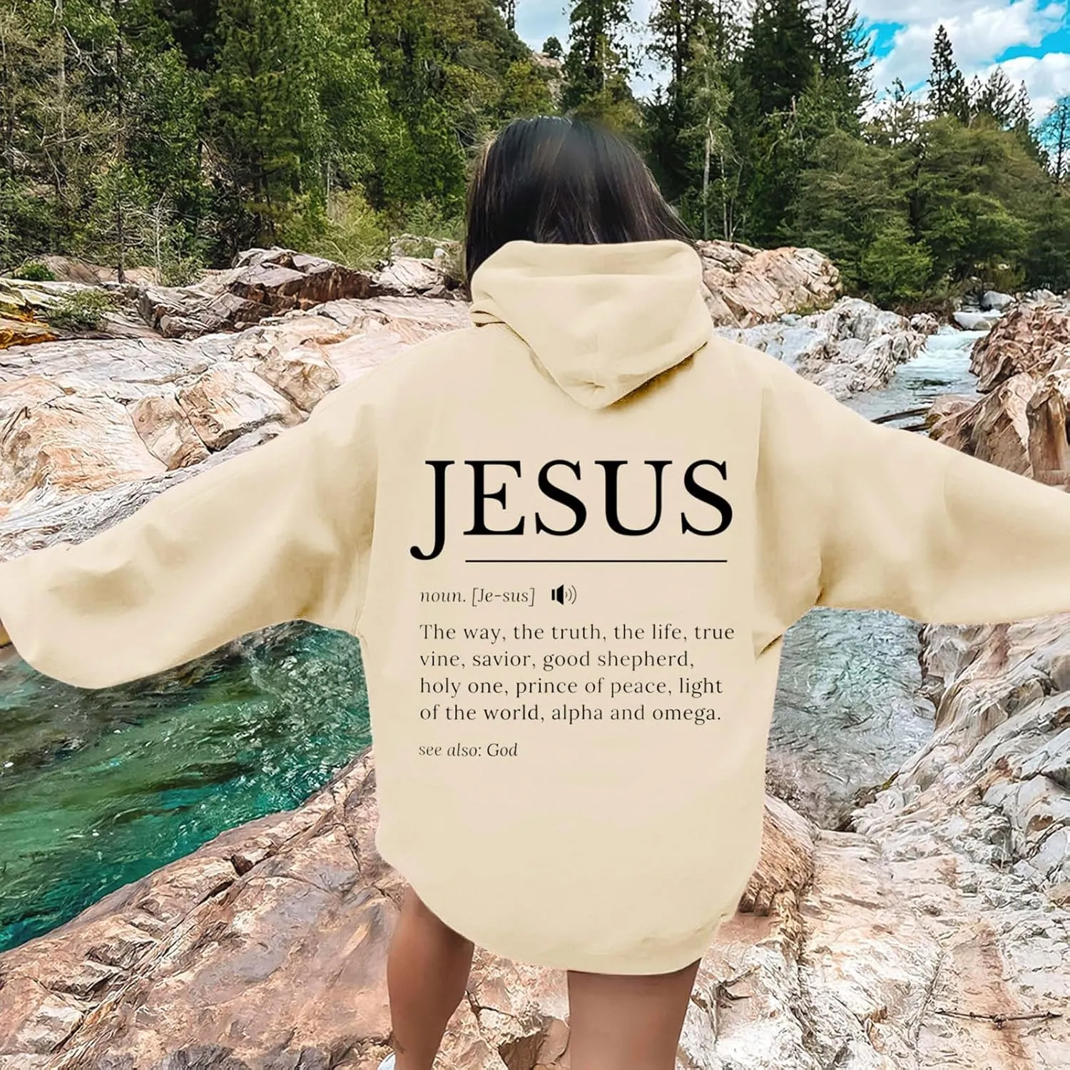Jesus Hoodies for Women Teen Girls Oversized Christian Bible Verse Y2K Hooded Long Sleeve Christian Hoodie