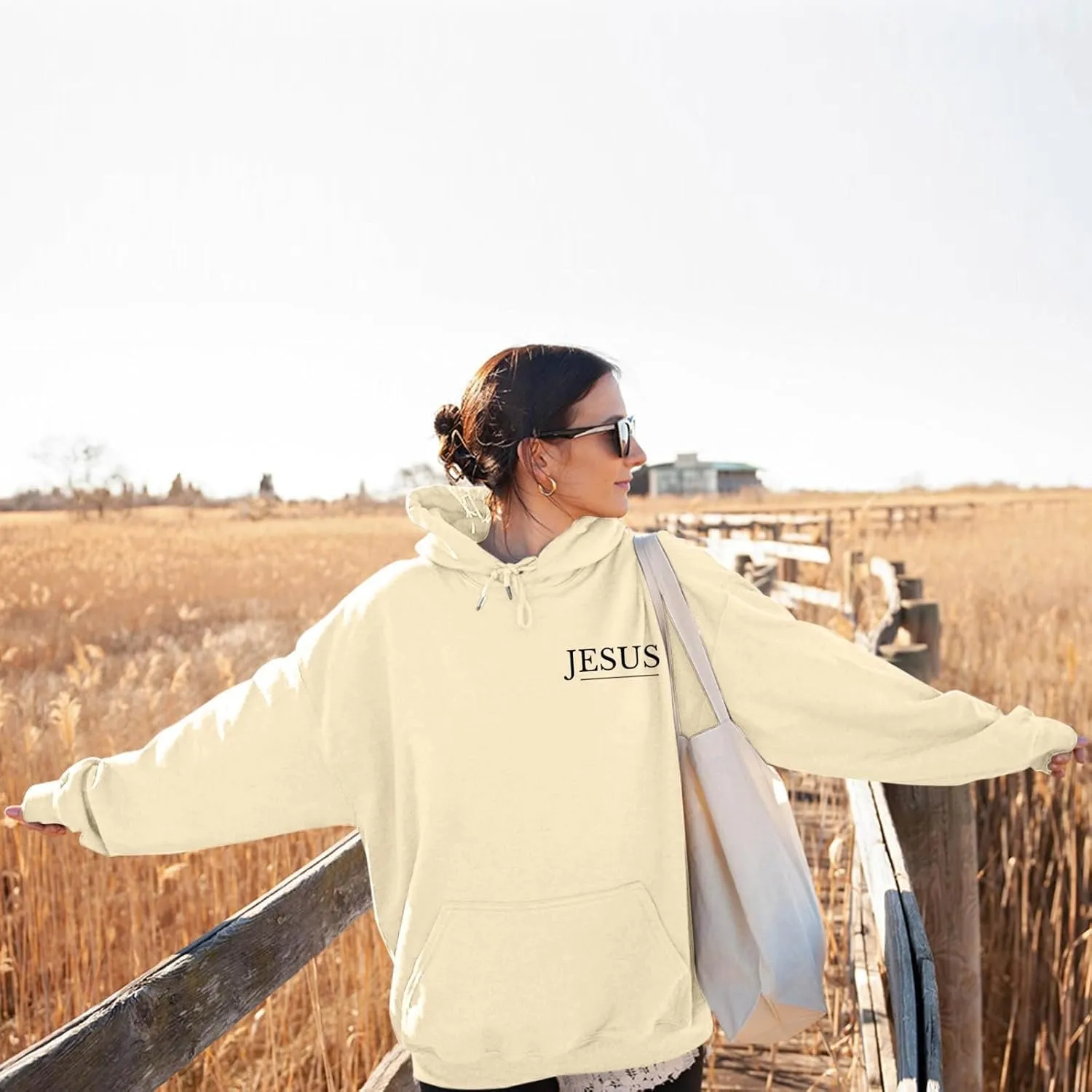 Jesus Hoodies for Women Teen Girls Oversized Christian Bible Verse Y2K Hooded Long Sleeve Christian Hoodie