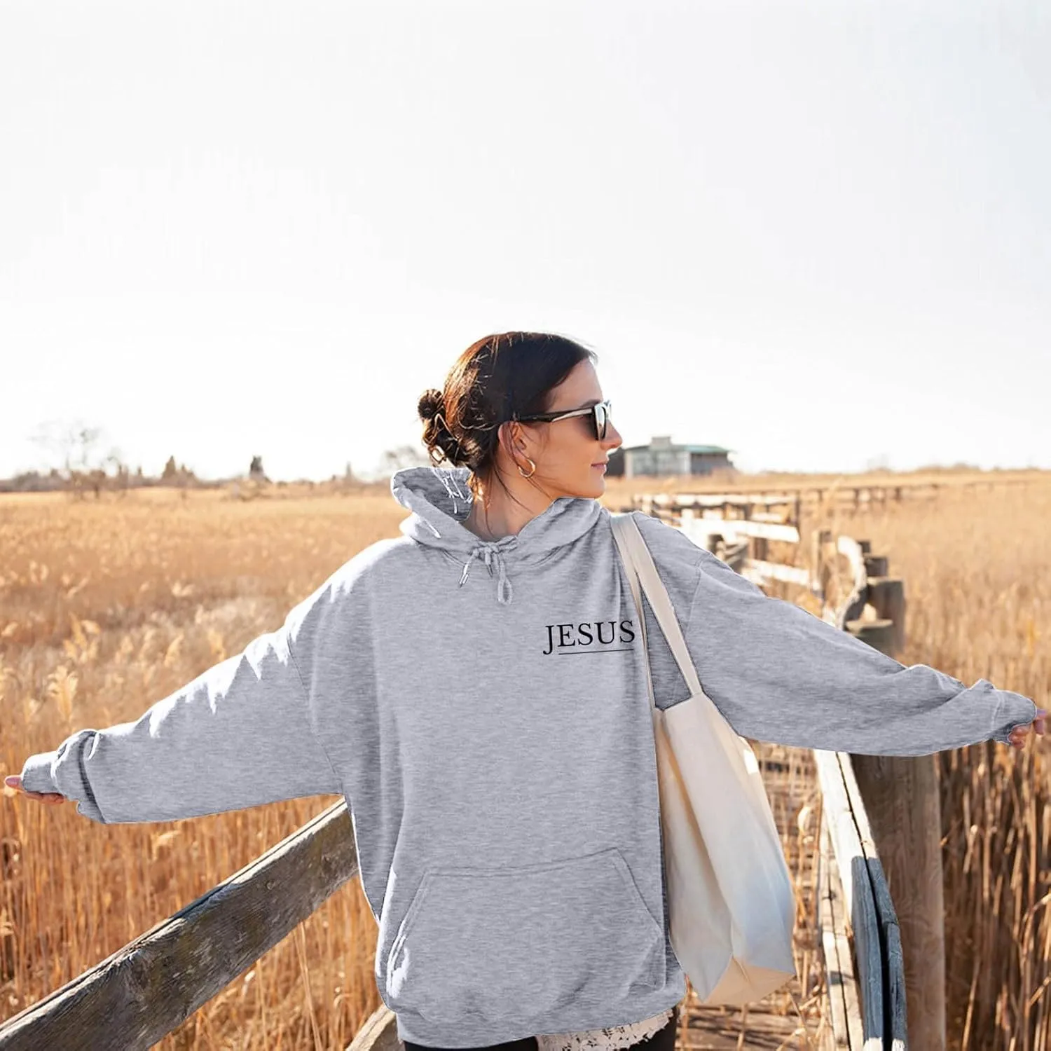 Jesus Hoodies for Women Teen Girls Oversized Christian Bible Verse Y2K Hooded Long Sleeve Christian Hoodie