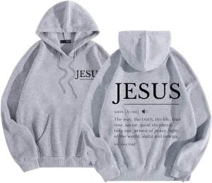 Jesus Hoodies for Women Teen Girls Oversized Christian Bible Verse Y2K Hooded Long Sleeve Christian Hoodie
