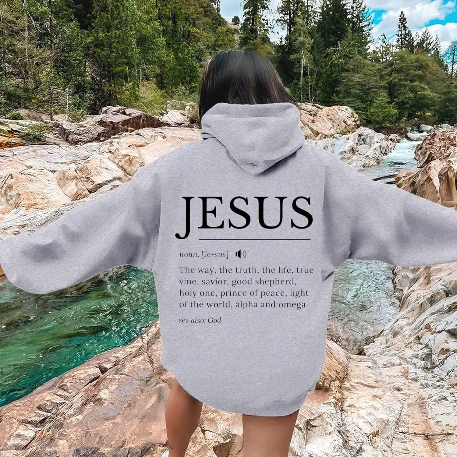 Jesus Hoodies for Women Teen Girls Oversized Christian Bible Verse Y2K Hooded Long Sleeve Christian Hoodie