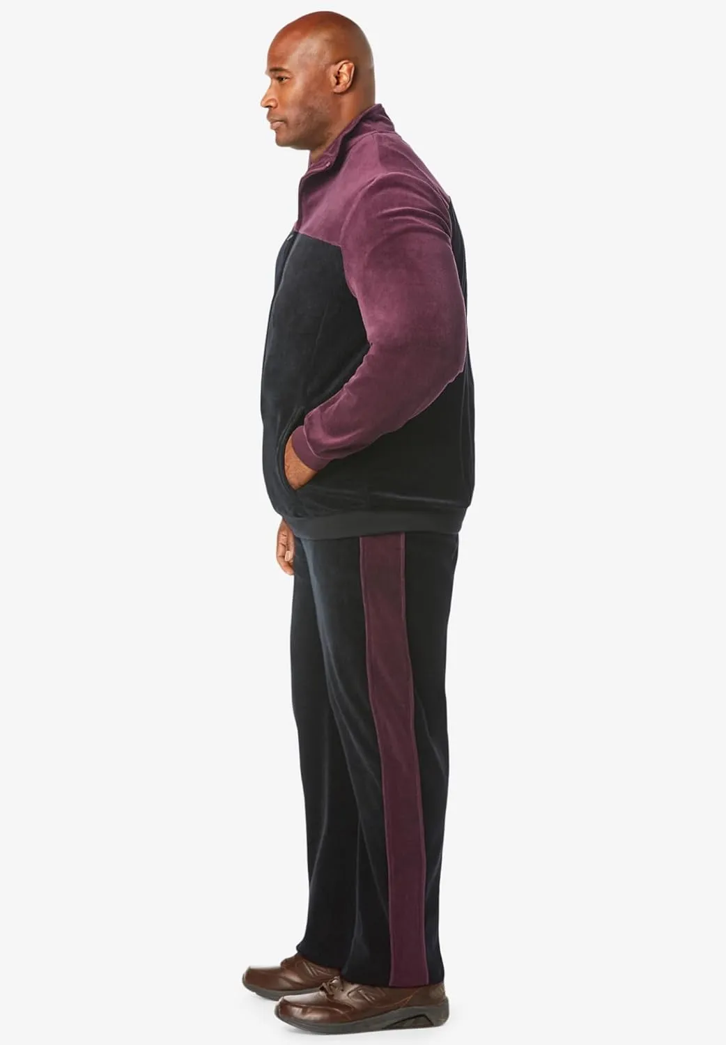 KingSize Men's Big & Tall Colorblock Velour Tracksuit