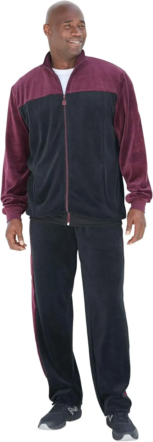 KingSize Men's Big & Tall Colorblock Velour Tracksuit