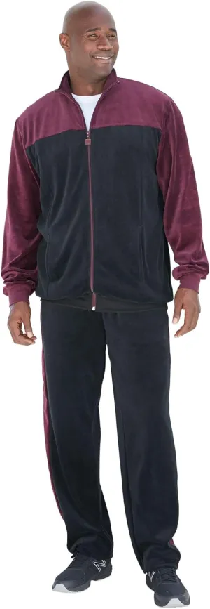 KingSize Men's Big & Tall Colorblock Velour Tracksuit