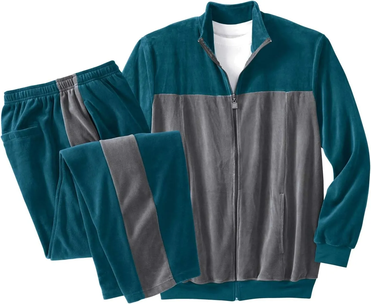 KingSize Men's Big & Tall Colorblock Velour Tracksuit